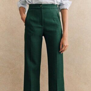 NWOT Sezane Martin Crop Trousers in Green | Size 4